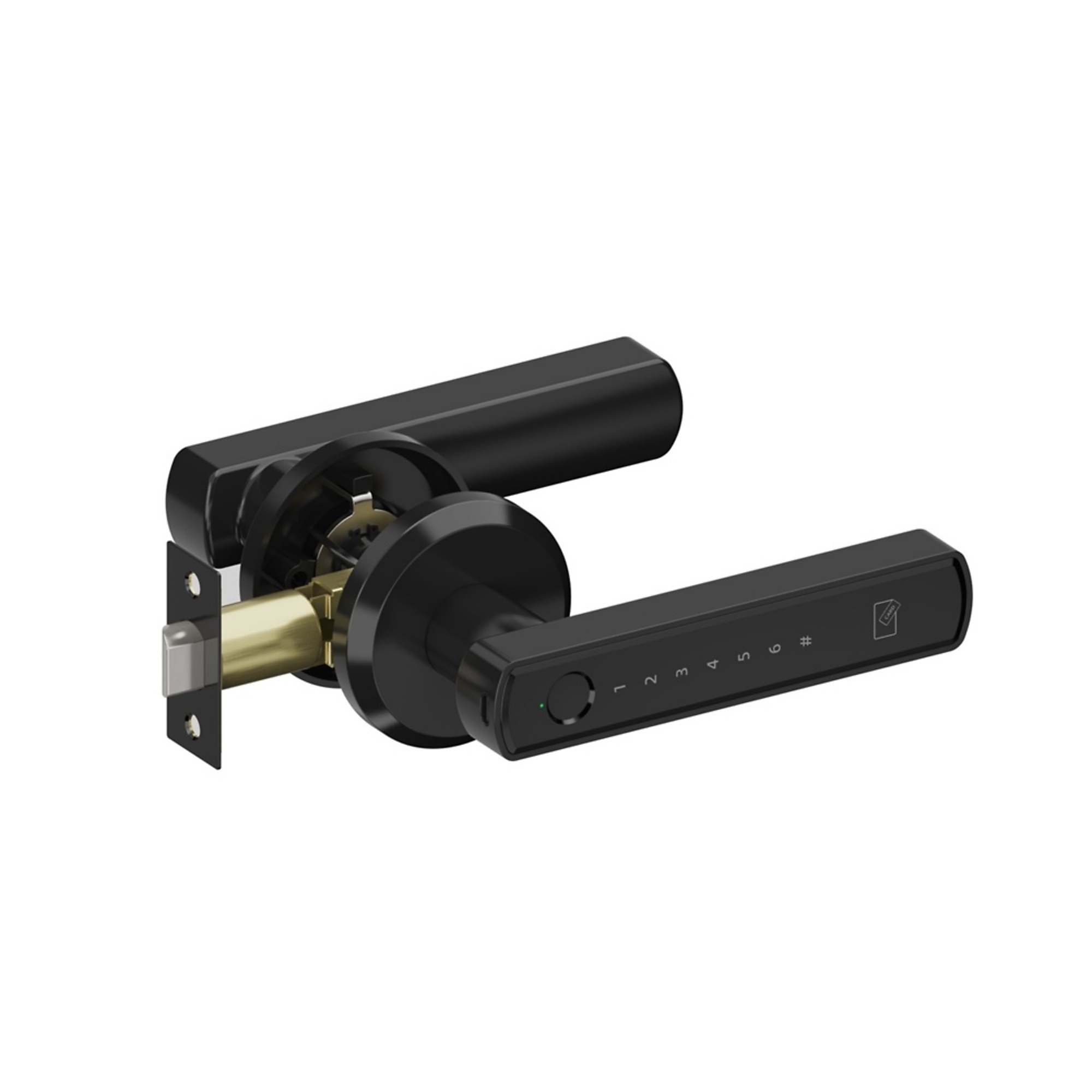 5 in 1 Corded Aluminum Smart Lock Deadbolt with APP, Biometric, Key Fob, Code, Keys Door Lock with Handle in Black